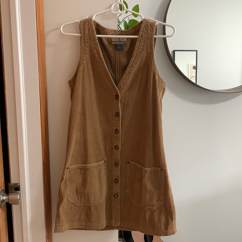 Vintage Express Corduroy Button Down Mini Dress XS